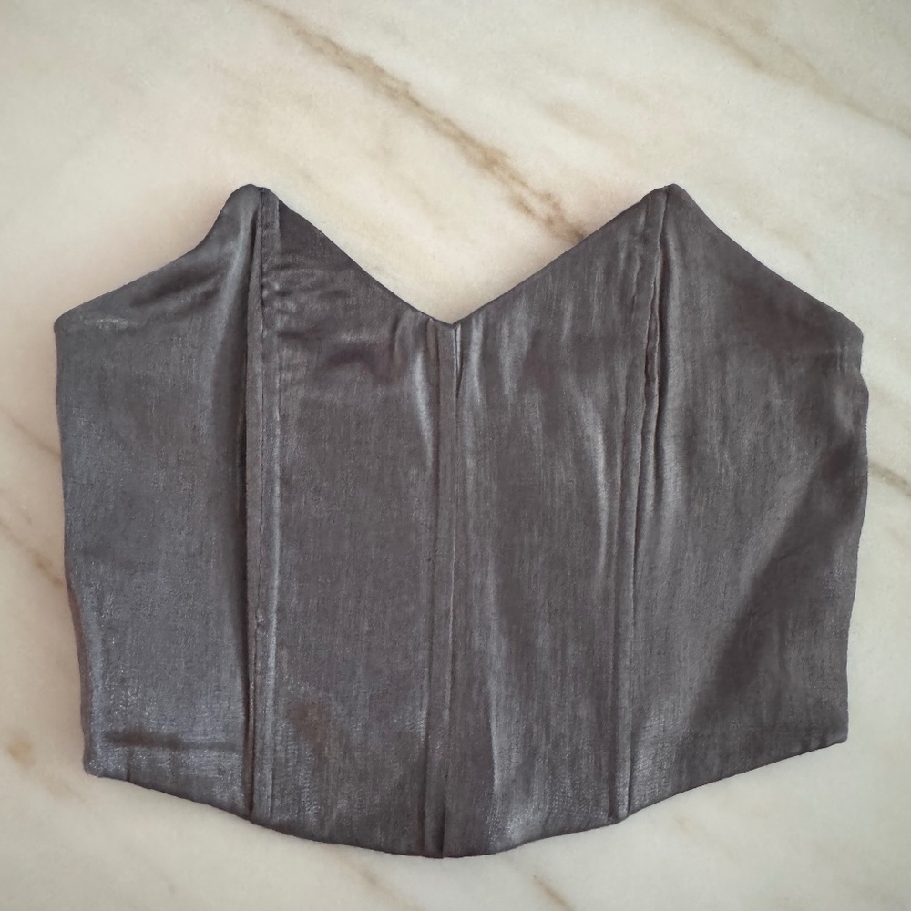Princess Polly Silver Corset Top